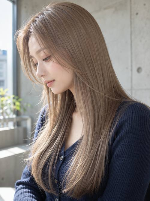 ツヤストレートロングのヘアスタイルイメージ