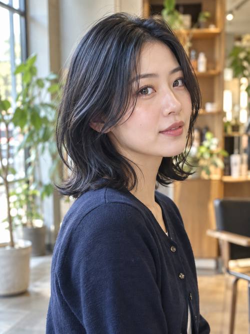 ラフな外ハネロブのヘアスタイルイメージ