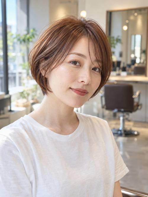丸みのあるショートボブのヘアスタイルイメージ