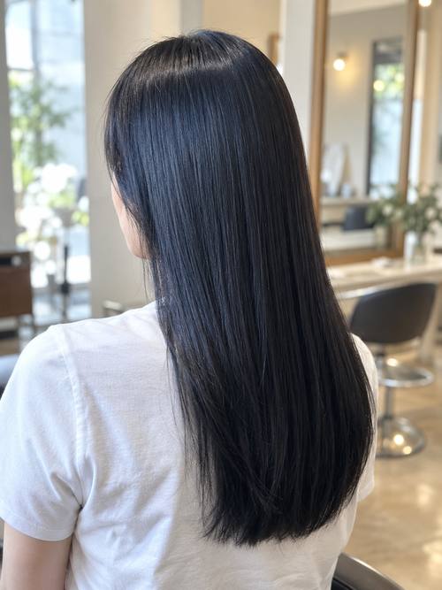 ワンレンのストレートロングのヘアスタイルイメージ