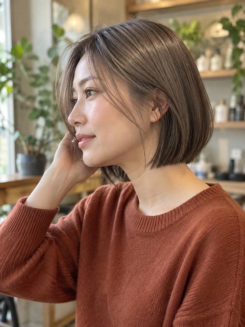 サラサラのストレートショートボブのヘアスタイルイメージ