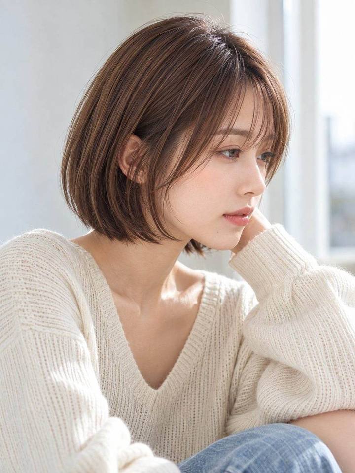 内巻きワンレンボブのヘアスタイルイメージ