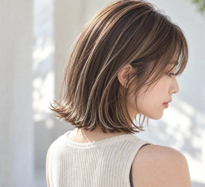 コントラストハイライトのボブのヘアスタイルイメージ