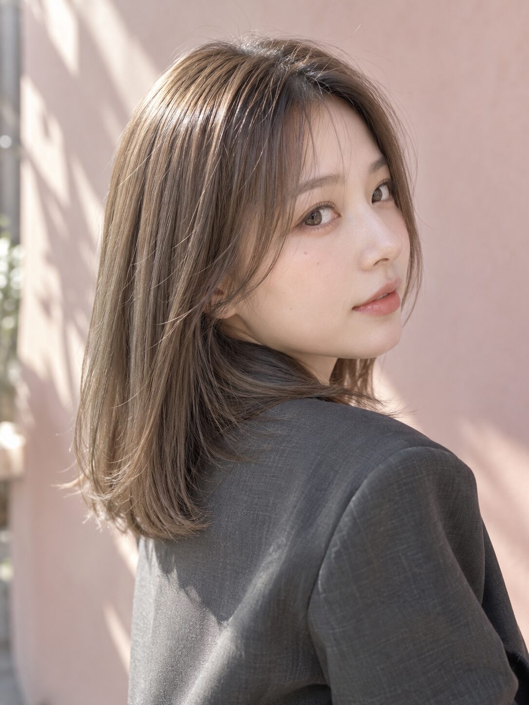 髪質改善後のツヤのあるミディアムヘア(Hair & Make anyhow)